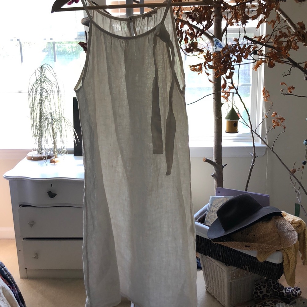 Classic ecru linen dress